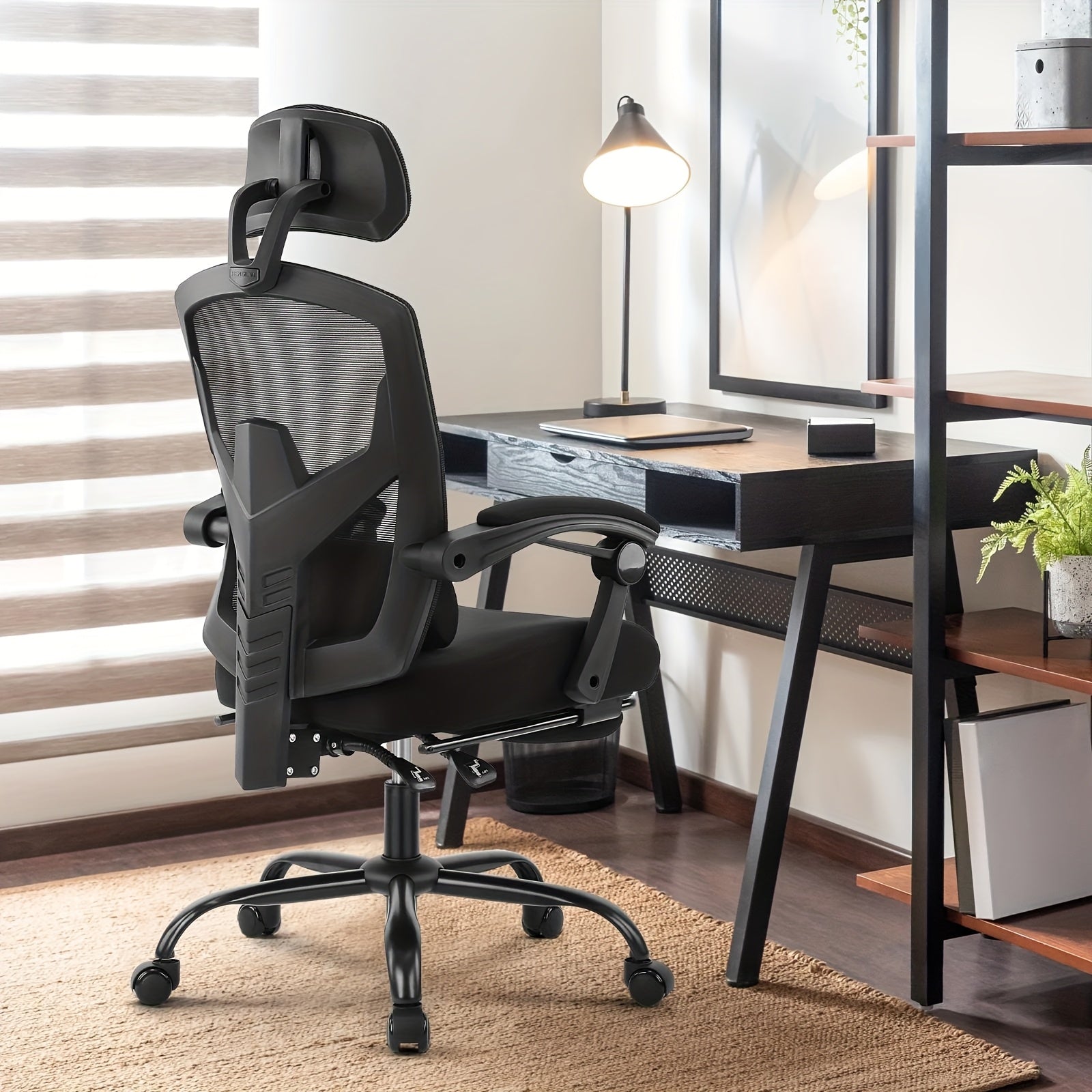 Ergonomic Office Chair - Adjustable Headrest & Backrest, Lumbar Support, Footrest - Comfortable For Home Office & Study