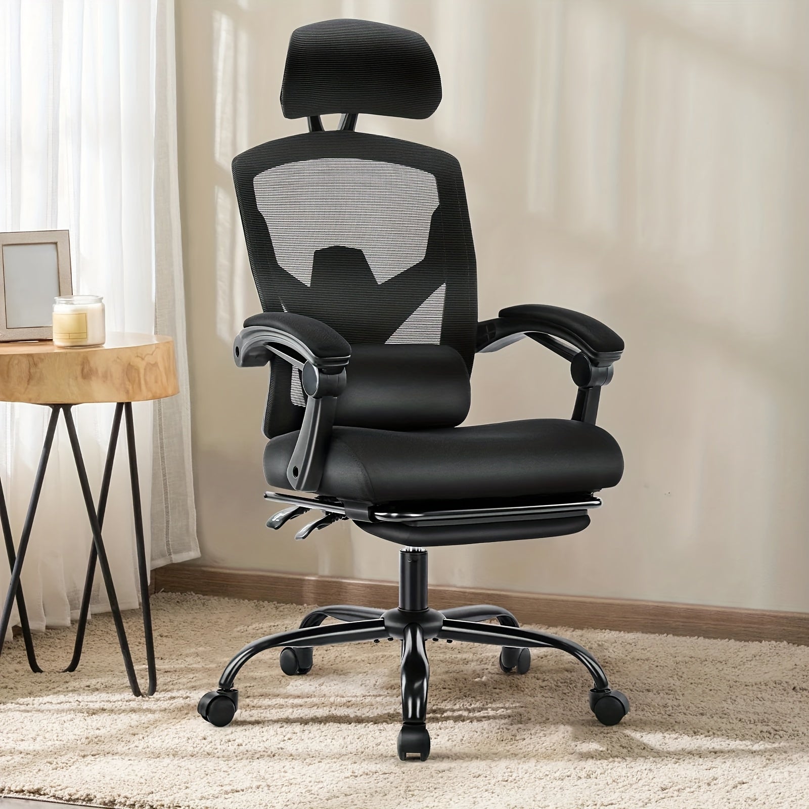 Ergonomic Office Chair - Adjustable Headrest & Backrest, Lumbar Support, Footrest - Comfortable For Home Office & Study