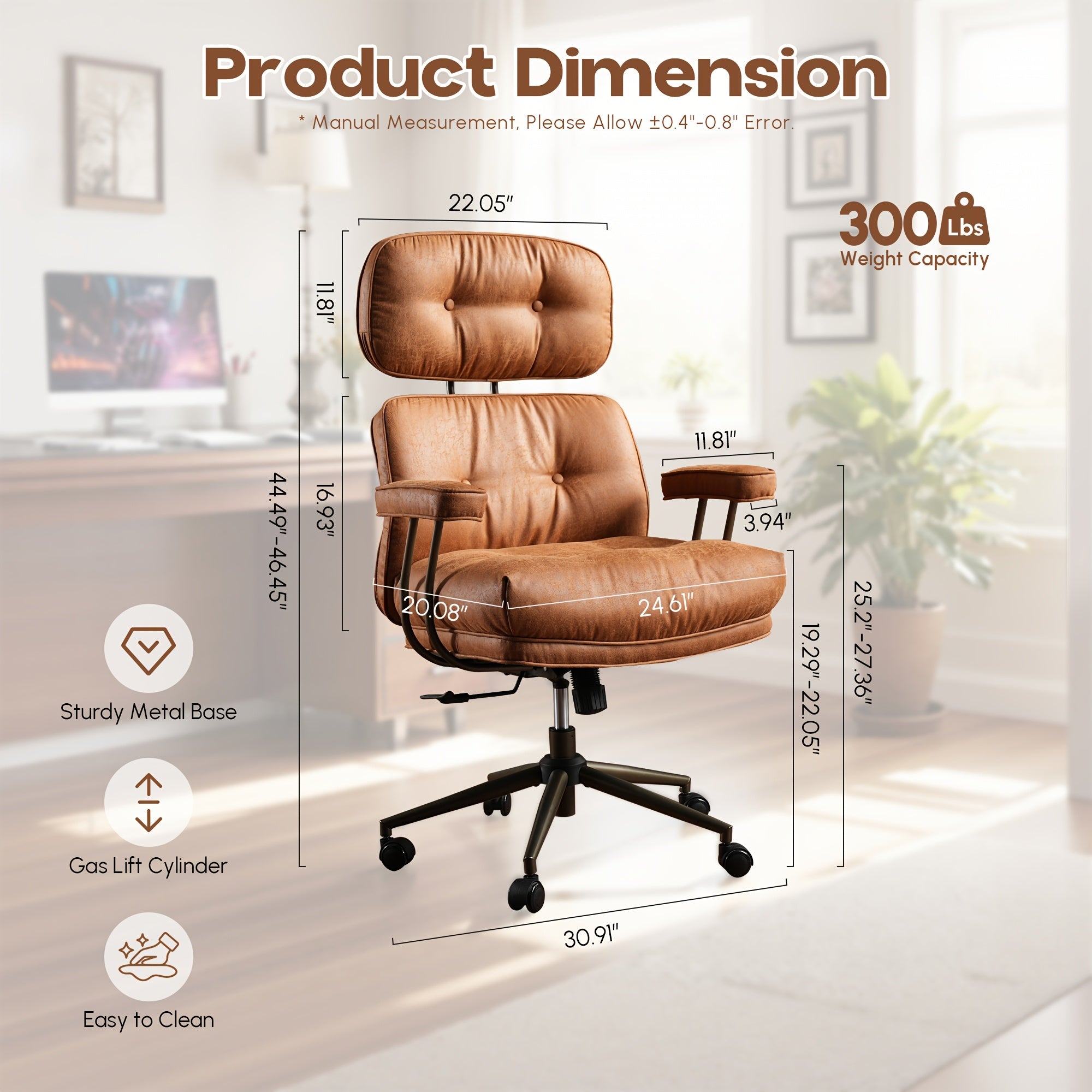 Modern Adjustable Executive Office Chair, High Back Faux Leather |Suede Fabric Desk Chair with Padded Armrests, Lumbar Support & Ergonomic Design for Home Or Office Use, Executive Desk Chair | Modern Office Furniture | Luxury Executive Chair