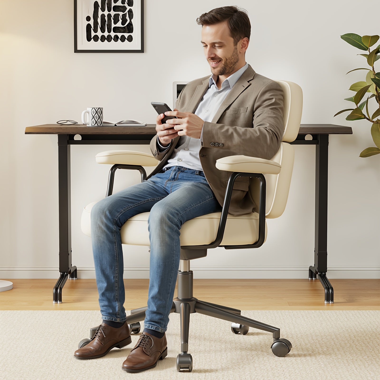 Adjustable Ergonomic Desk Chair for Home Office, Featuring Lumbar Support, Rolling Swivel, And Armrests Suitable for Executive Tasks