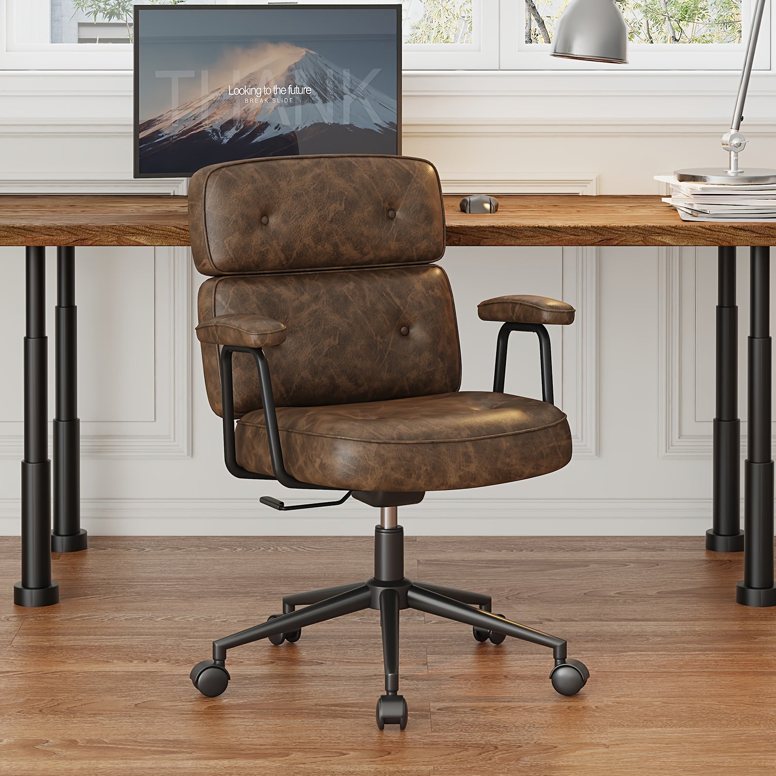 Adjustable Ergonomic Desk Chair for Home Office, Featuring Lumbar Support, Rolling Swivel, And Armrests Suitable for Executive Tasks