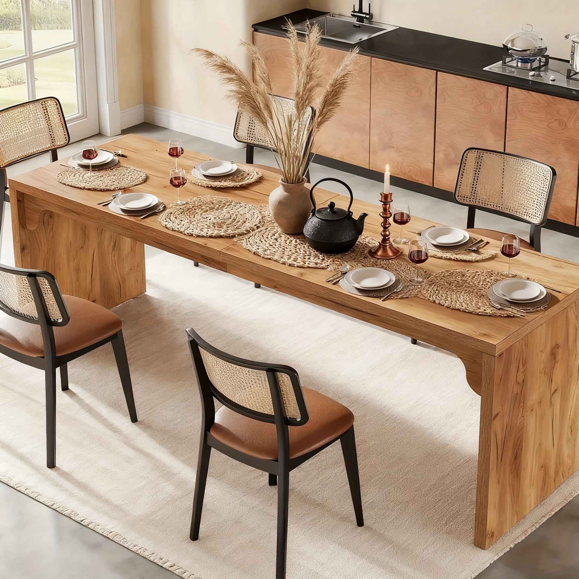 Extended Wooden Double Workstation Desk, 78.7 Inches Long Computer Table, Suitable for Two Users in for Home Office, Spacious Writing Surface for Two, Includes Ladder Racks for Storage And Organization