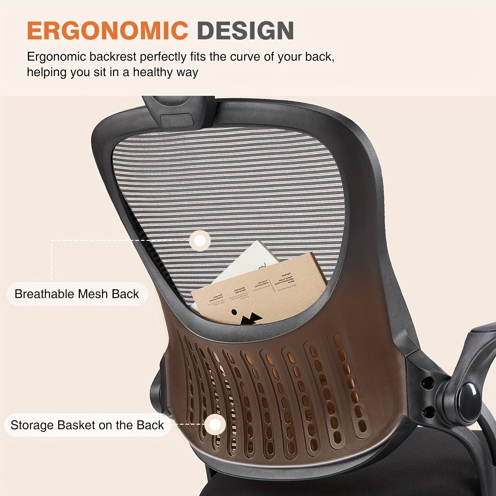 Ergonomic High Back Mesh Chair with Adjustable Headrest, Flip-up Armrests And Lumbar Support-Stainless Steel Frame, Comfortable Padded Seat On 5 Wheels for Easy Mobility-Ideal for Lab Workers