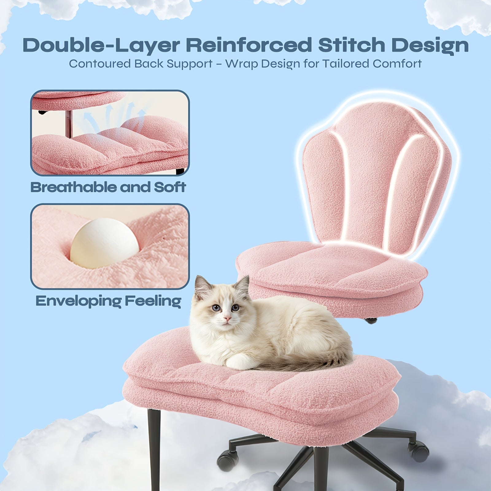 PINMOCO Cloud Comfort Cross-Legged Office Chair, Ergonomic Chair: Extra Wide, Adjustable Seat with Wrapped Backrest with Full Lumbar Support-Perfect for Yoga, Meditation, Office, A-D-H-D Focus Support