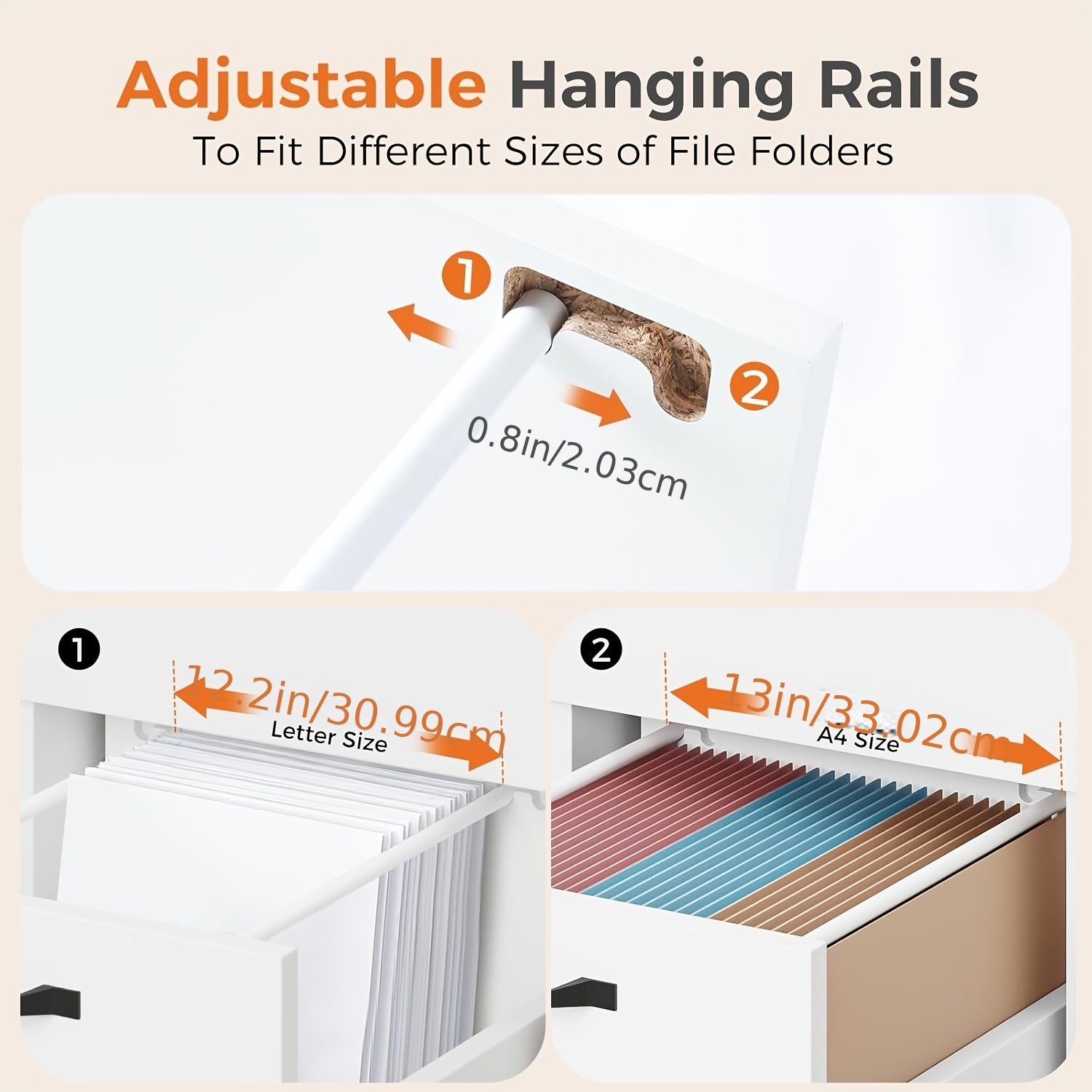 28Inch 2-Drawer Rolling File Cabinet with Lockable Wheels - Mobile Wooden Printer Stand & Under Desk Storage Organizer for A4, Letter, And Legal Size Documents, White Black