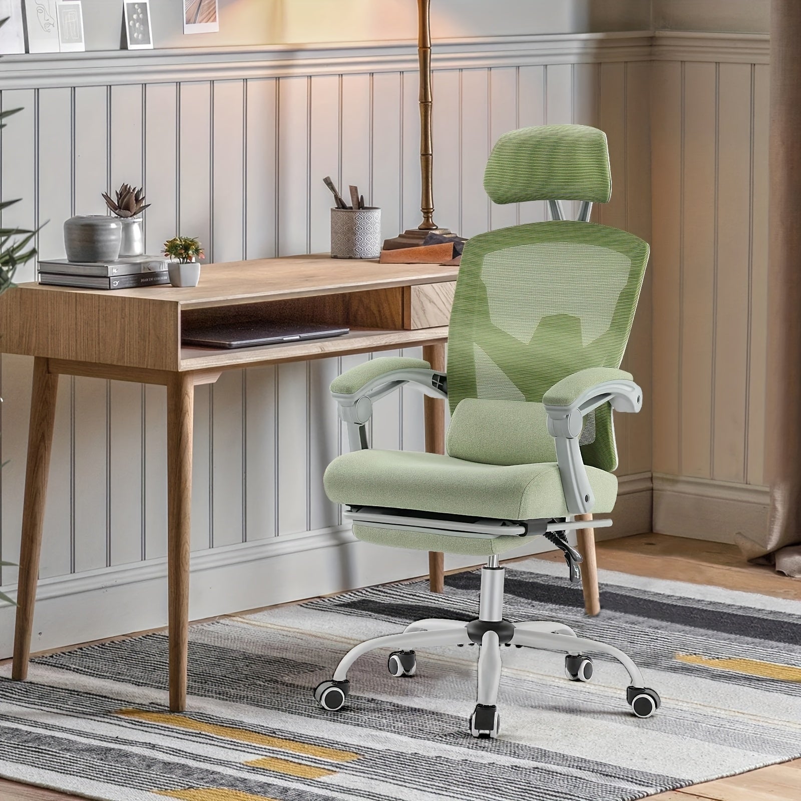 Ergonomic Office Chair - Adjustable Headrest & Backrest, Lumbar Support, Footrest - Comfortable For Home Office & Study