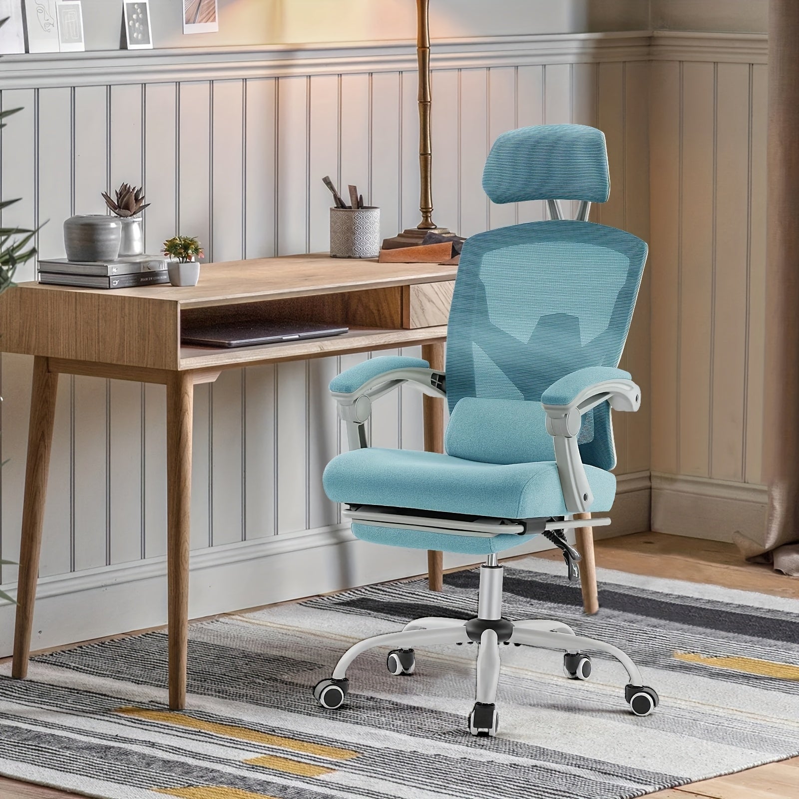 Ergonomic Office Chair - Adjustable Headrest & Backrest, Lumbar Support, Footrest - Comfortable For Home Office & Study