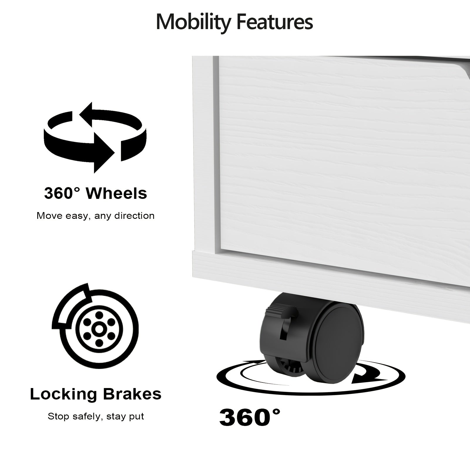 Bonnlo Wood Rolling File Cabinet with Wheels | Mobile Filing Chest with 5 Drawers, Under Desk Storage Organization Printer Stand for Home Office, Contemporary Style, Hardwood Material