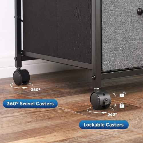 3 Drawer Mobile File Cabinet | Rolling Printer Stand with Open Storage Shelf, Fabric Lateral Filing Cabinet, Fits A4 or Letter Size, Espresso End, for Home Office