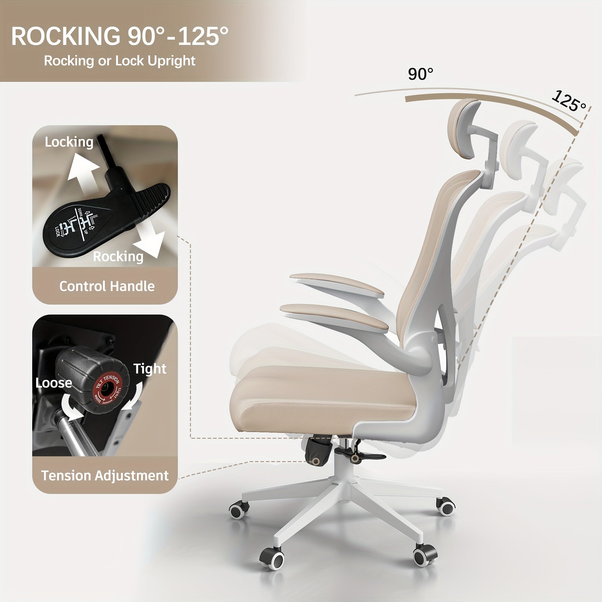 Ergonomic Office Chair Comfy Desk Chairs With Headrest And Lumbar Back Support, Heavy Duty Mesh Computer Chairs With Wheels And Arms For Home Office, Study, Bedroom And College Dorm