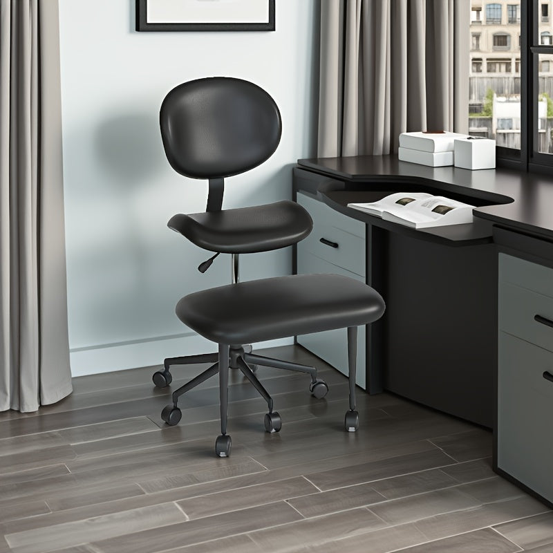 Pinmoco Cross Legged Office Chair with Wheels, ADHD Must Have, Meditation Chair, Wider And Height Adjustable Backrest And Seat, Yoga Office Chair, ADHD Chair for Adults, Improve Work Efficiency, Teddy Fabric, Oliver Green\u002FBlue\u002FBlack\u002FWhite