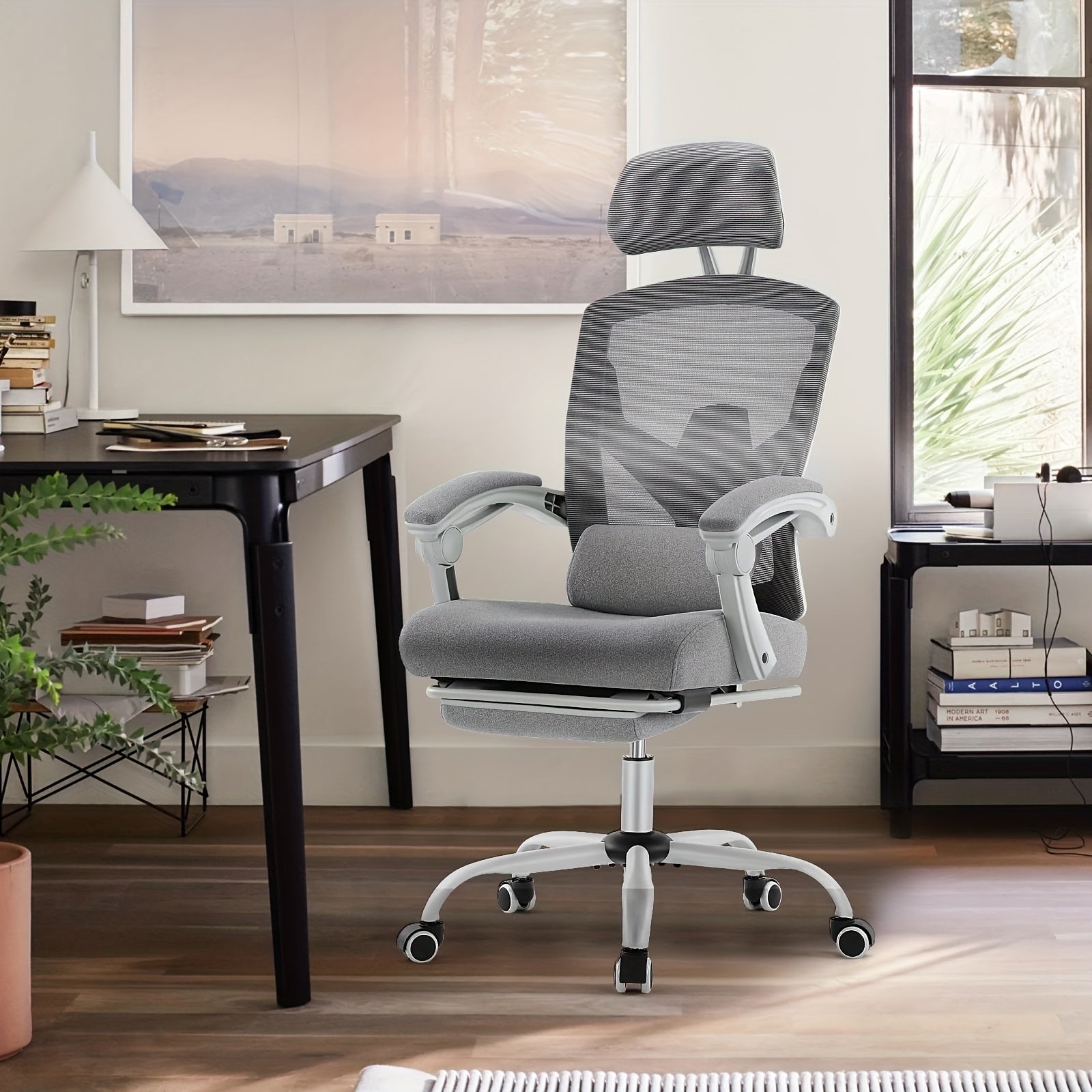 Ergonomic Office Chair - Adjustable Headrest & Backrest, Lumbar Support, Footrest - Comfortable For Home Office & Study