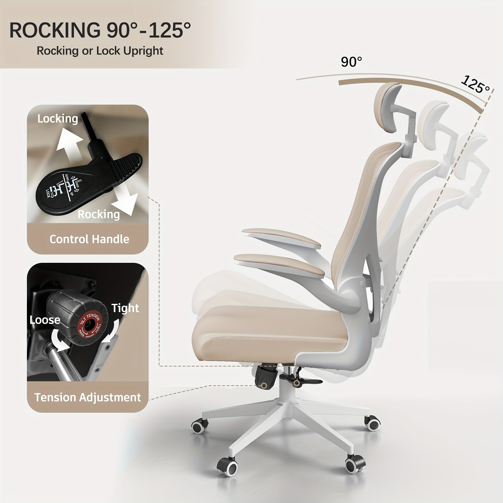 Ergonomic Office Chair Comfy Desk Chairs With Headrest And Lumbar Back Support, Heavy Duty Mesh Computer Chairs With Wheels And Arms For Home Office, Study, Bedroom And College Dorm