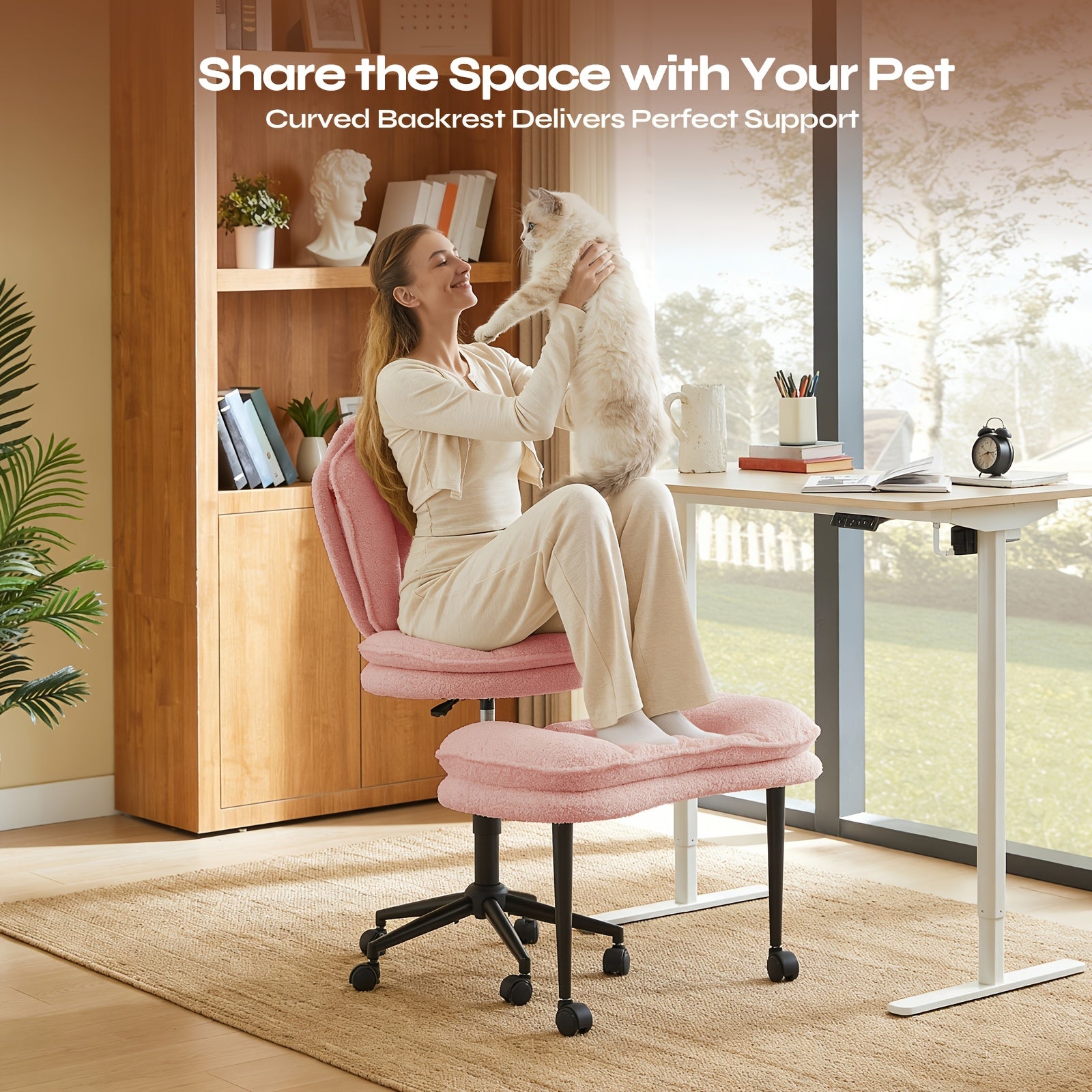 PINMOCO Cloud Comfort Cross-Legged Office Chair, Ergonomic Chair: Extra Wide, Adjustable Seat with Wrapped Backrest with Full Lumbar Support-Perfect for Yoga, Meditation, Office, A-D-H-D Focus Support